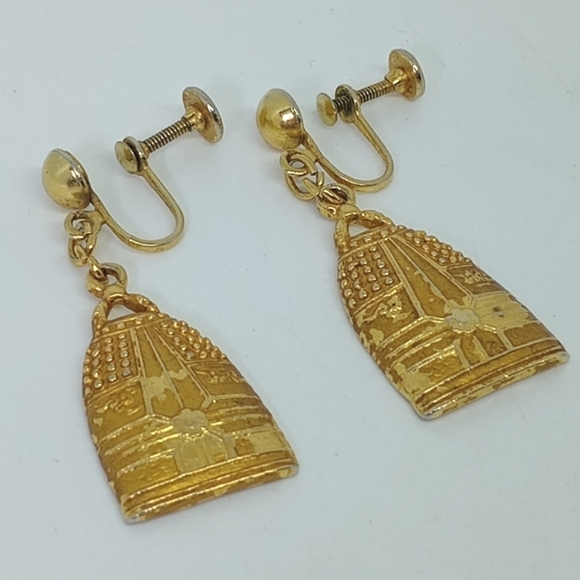 * vintage Alva Museum Replicas Temple Bells screwback earrings - Picture 2 of 6